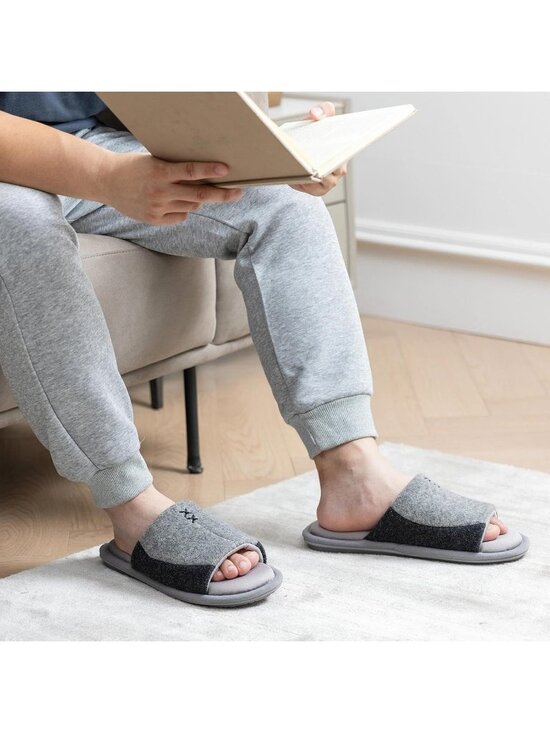 Men\'s Ash Grey Flat Cozy Memory Foam Anti Skid Soft Slip On House Slipper Shoes main image 4
